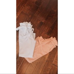 Pair of beige and baby blue dress pants